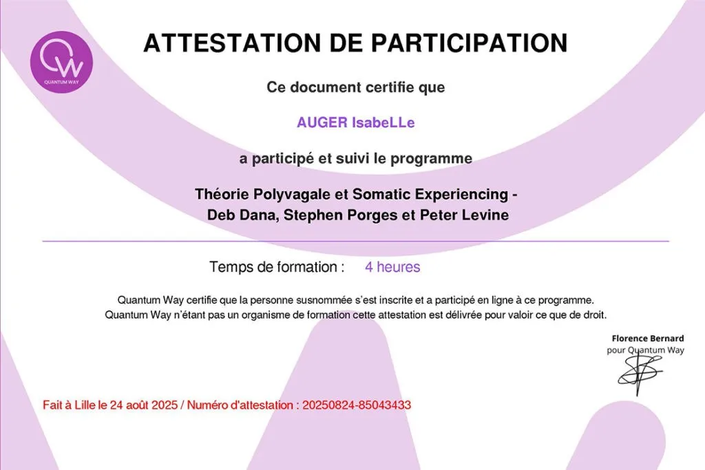 Programme Théorie PolyVagale Somatic Experiencing Deb Dana Stephen Porges Peter Levine Quantum Way