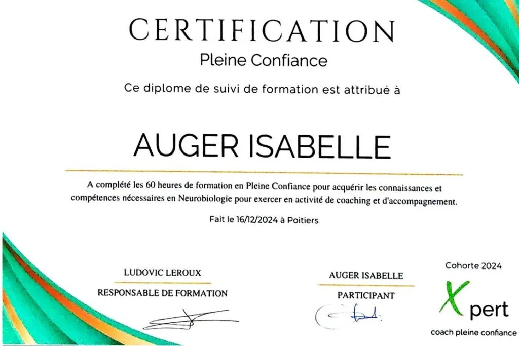 Certification d’attestation Pleine Confiance neurobiologie coaching nerf vague Théorie PolyVagale Ludovic Leroux